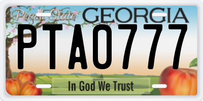 GA license plate PTA0777