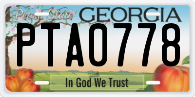 GA license plate PTA0778
