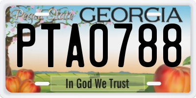 GA license plate PTA0788