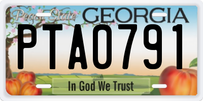 GA license plate PTA0791