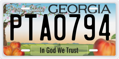 GA license plate PTA0794