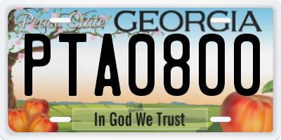 GA license plate PTA0800