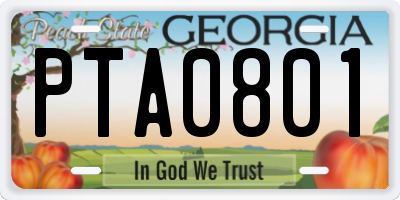 GA license plate PTA0801