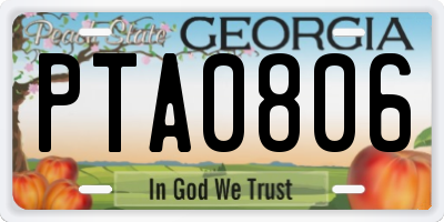 GA license plate PTA0806