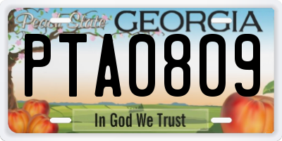 GA license plate PTA0809