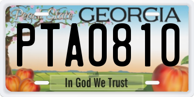 GA license plate PTA0810