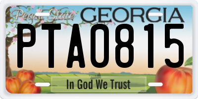 GA license plate PTA0815