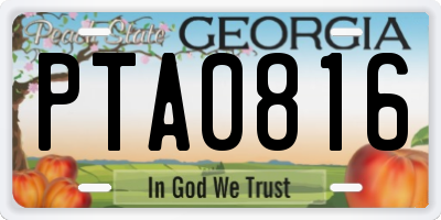 GA license plate PTA0816
