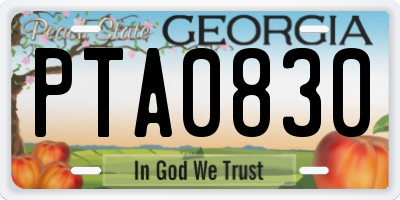 GA license plate PTA0830