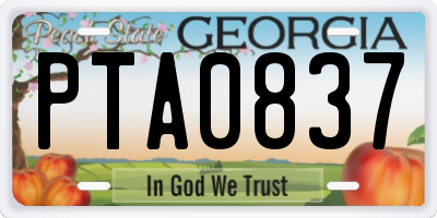 GA license plate PTA0837