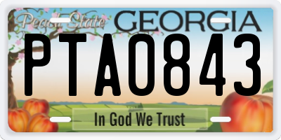 GA license plate PTA0843