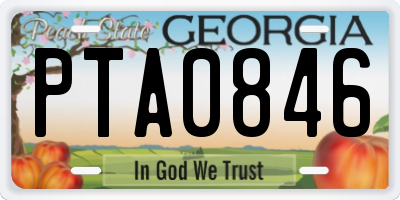 GA license plate PTA0846