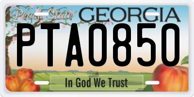 GA license plate PTA0850