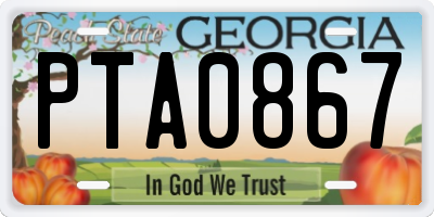 GA license plate PTA0867