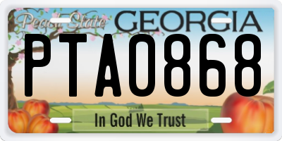 GA license plate PTA0868