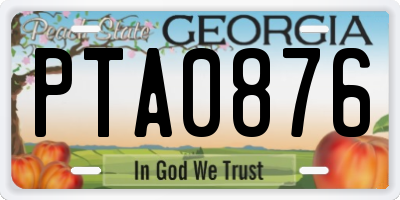 GA license plate PTA0876