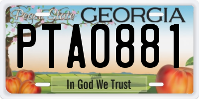 GA license plate PTA0881
