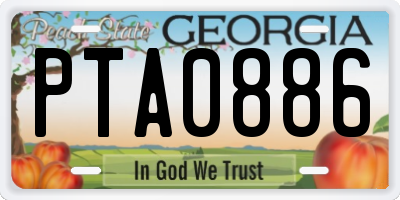 GA license plate PTA0886