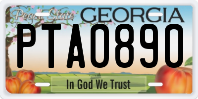 GA license plate PTA0890