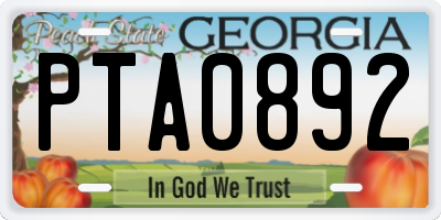 GA license plate PTA0892