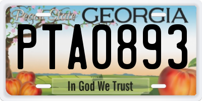 GA license plate PTA0893