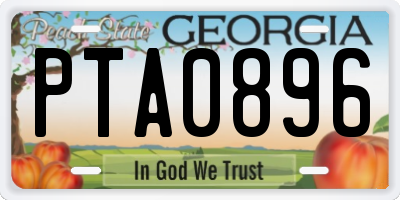 GA license plate PTA0896