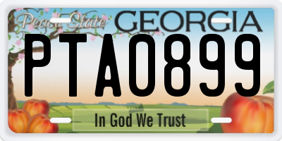 GA license plate PTA0899