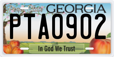 GA license plate PTA0902