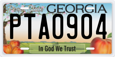GA license plate PTA0904