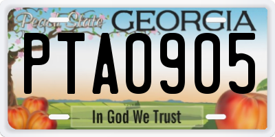 GA license plate PTA0905