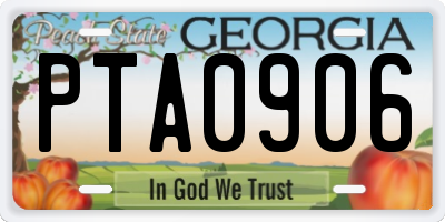 GA license plate PTA0906