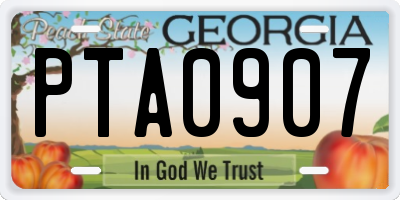 GA license plate PTA0907