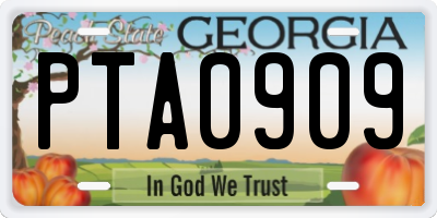 GA license plate PTA0909