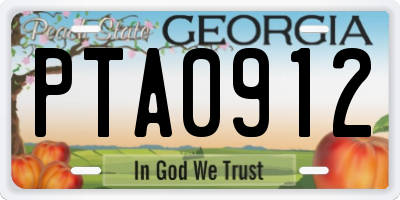 GA license plate PTA0912