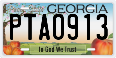 GA license plate PTA0913
