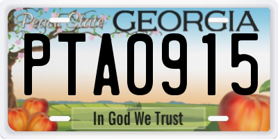 GA license plate PTA0915