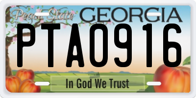 GA license plate PTA0916