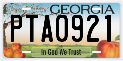 GA license plate PTA0921