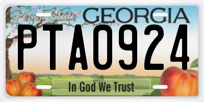 GA license plate PTA0924