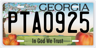 GA license plate PTA0925