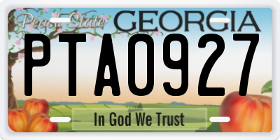 GA license plate PTA0927