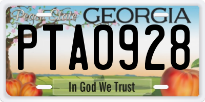 GA license plate PTA0928