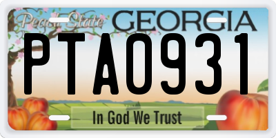GA license plate PTA0931