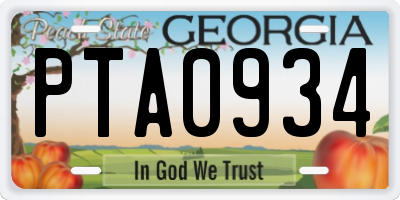 GA license plate PTA0934