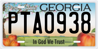 GA license plate PTA0938