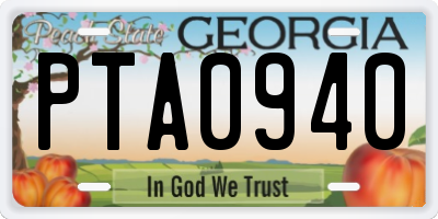 GA license plate PTA0940