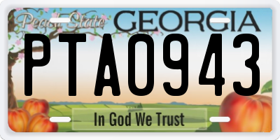 GA license plate PTA0943
