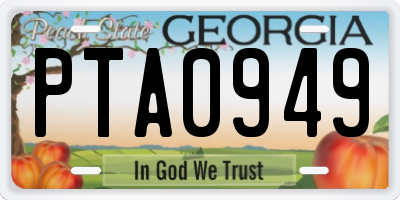 GA license plate PTA0949