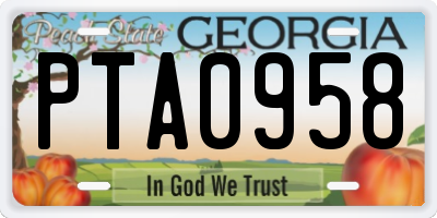 GA license plate PTA0958