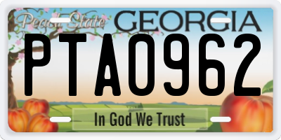 GA license plate PTA0962